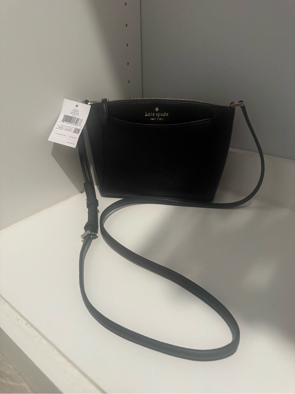 kate spade Black Pebbled Leather Crossbody with Front Pocket NWT